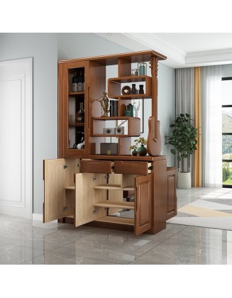 Double sided storage cabinet in the foyer