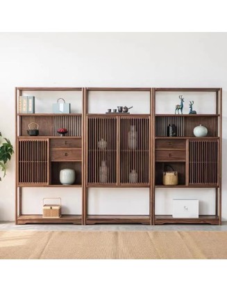 New Chinese Walnut Wooden Bookshelf