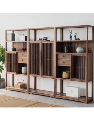 New Chinese Walnut Wooden Bookshelf