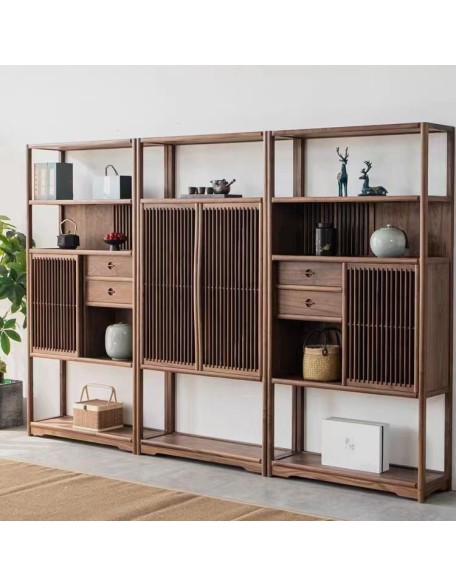 New Chinese Walnut Wooden Bookshelf