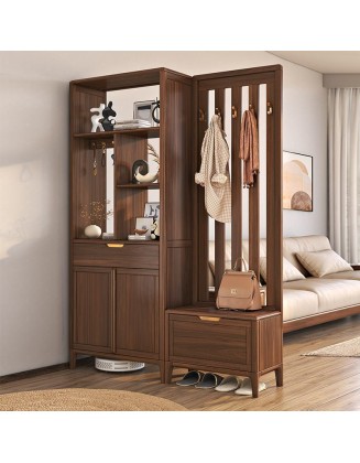 Black walnut entrance cabinet, shoe cabinet integrated