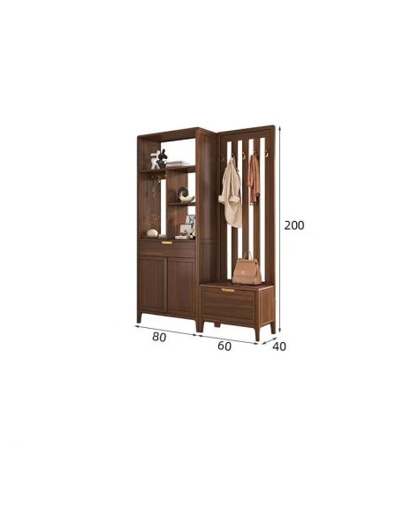 Black walnut entrance cabinet, shoe cabinet integrated