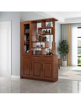 Double sided storage cabinet in the foyer
