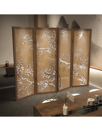 Flying Crane Solid Wood Screen