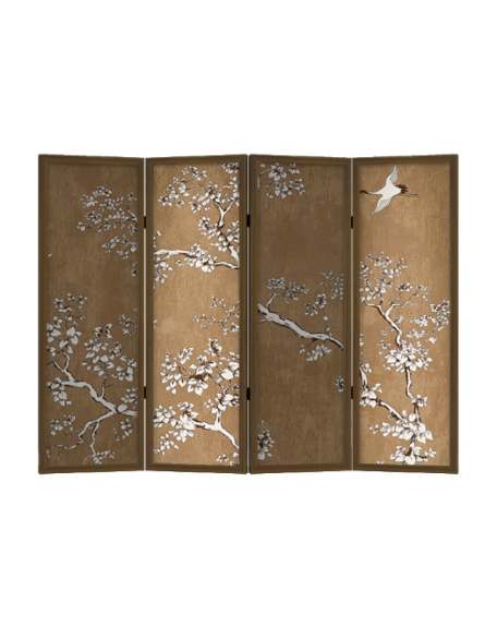 Flying Crane Solid Wood Screen